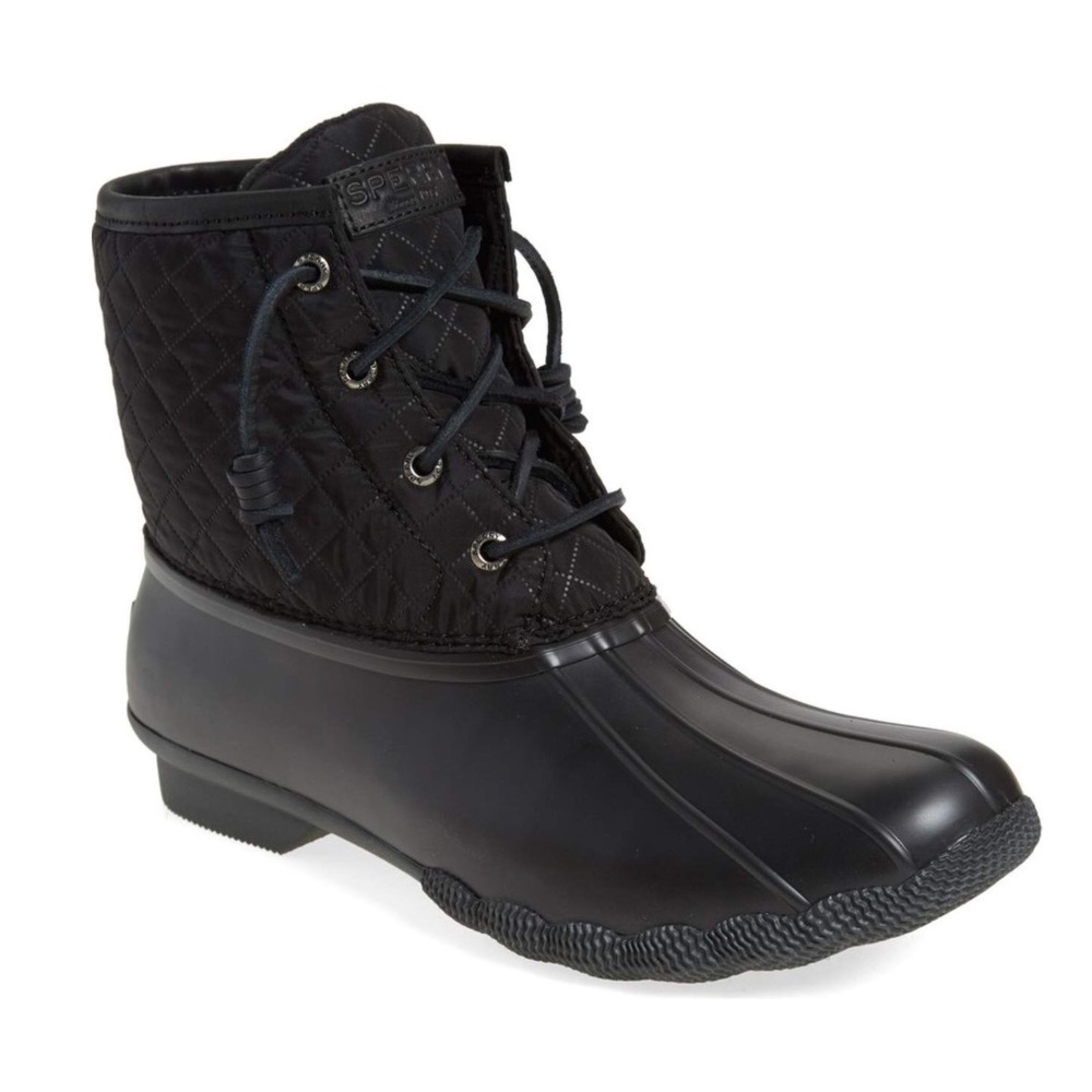 Sperry Quilted Rainboots Women Size 10 Black